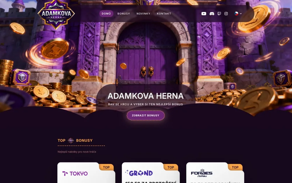 Ukázkový web affiliate partnera, Adamkova Herna